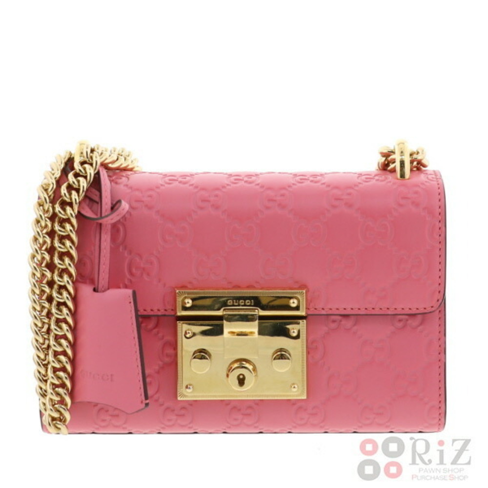 GUCCI Padlock GG Shoulder Bag Messenger Pink A